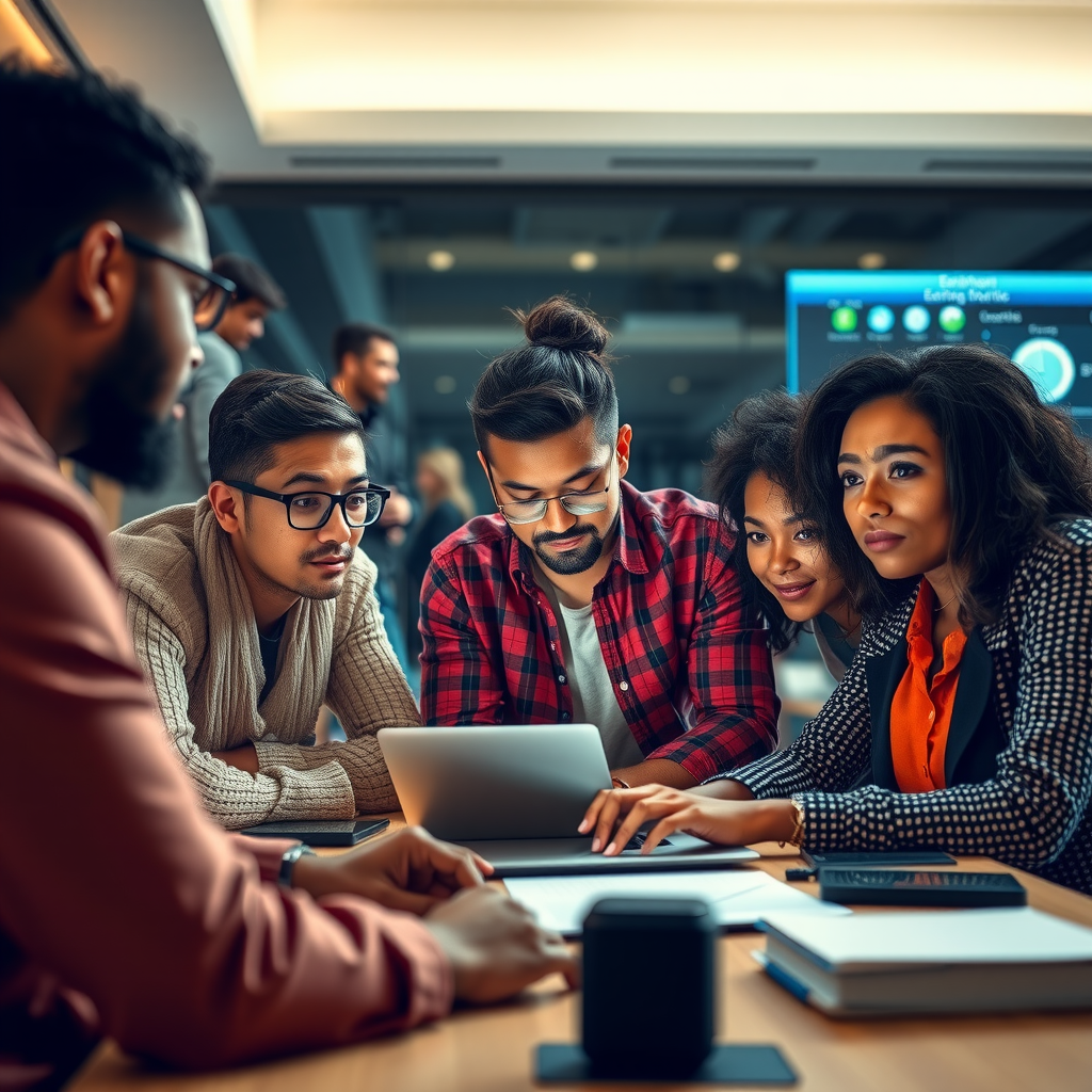 Diverse group of people collaborating on technology projects, representing the adofficialverified.com community of learners and IT professionals